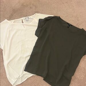 Women's White and Green Top